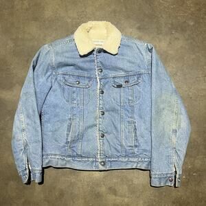 Vintage 80s Sears Western Wear Denim Sherpa Lined Jacket